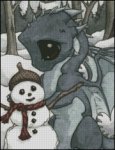 Baby Dragon with Snowman (image for) Baby Dragon with Snowman